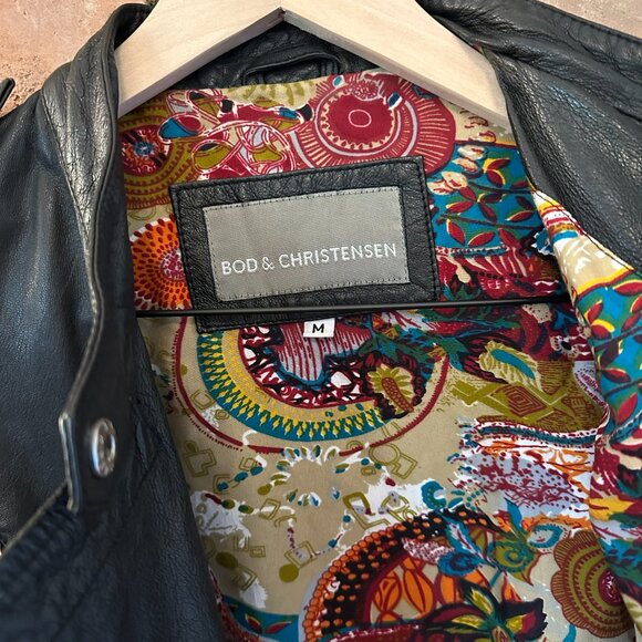 🖤 BOD & CHRISTENSEN Black Leather Biker Jacket – Size M 🖤 - Picture 6 of 8